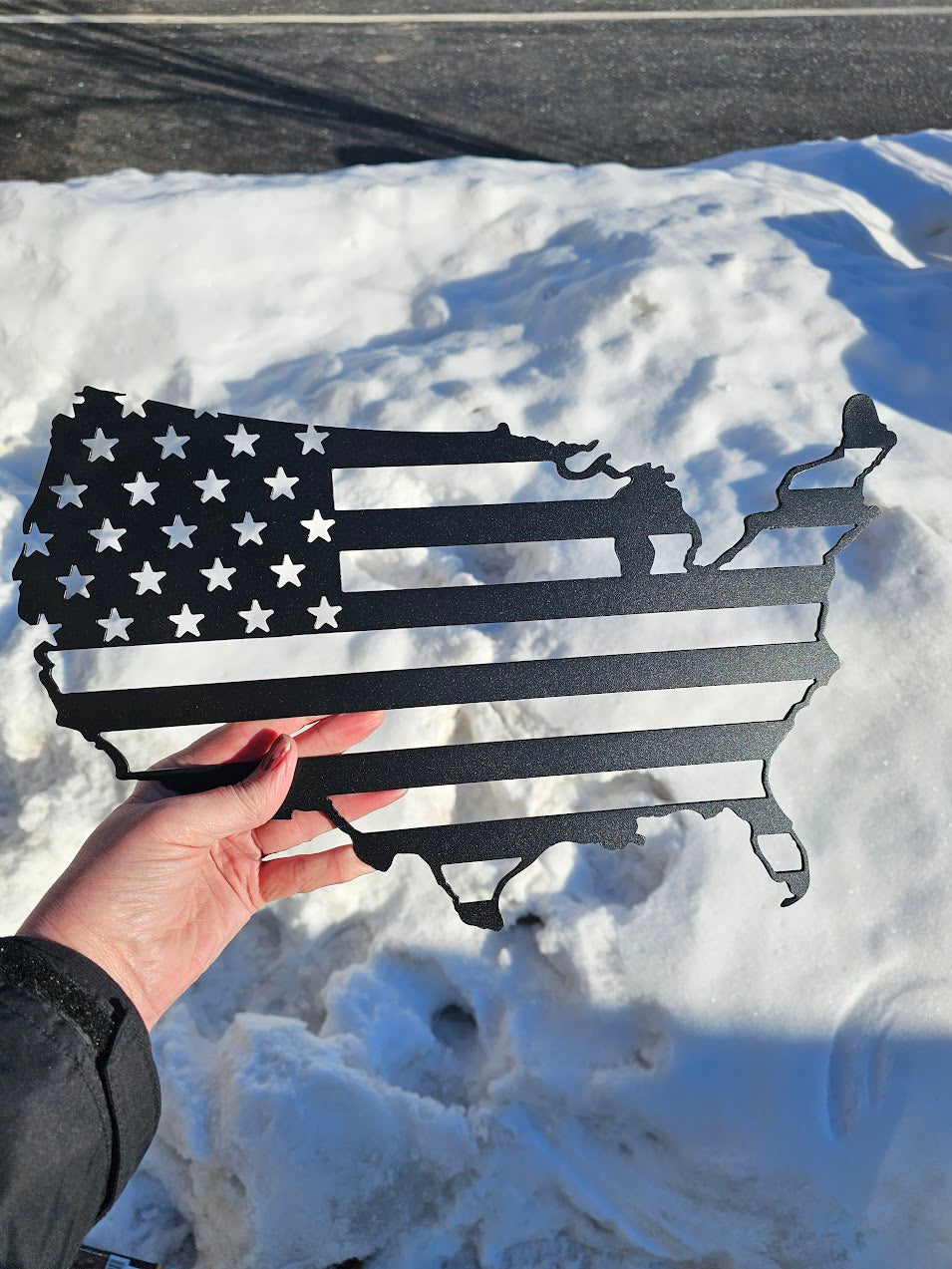Lower 48 American Flag Map – 14 GA Steel