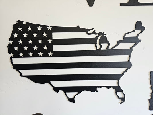 Lower 48 American Flag Map – 14 GA Steel